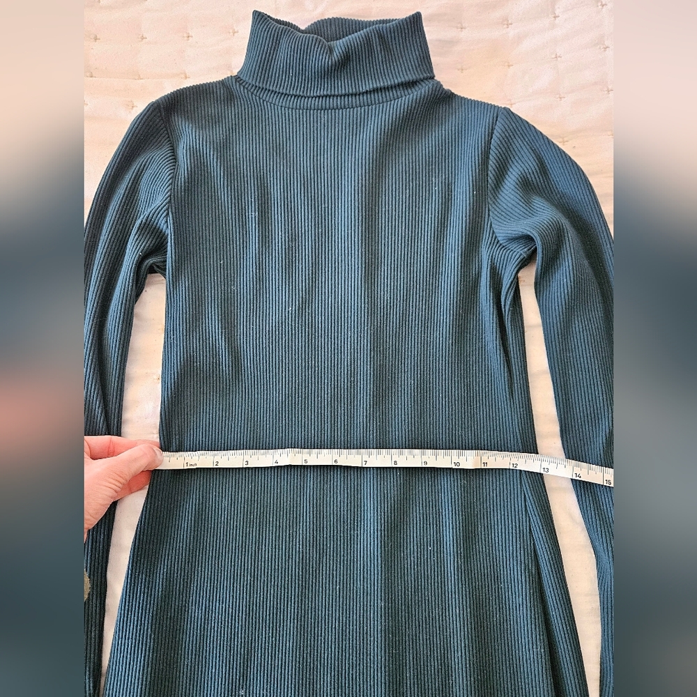Dark Green Turtleneck Sweater Dress - Picture 3 of 5